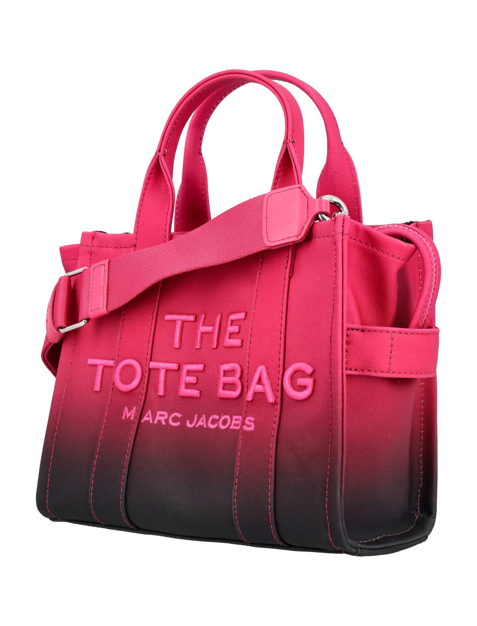 Shop Marc Jacobs The Ombré Coated Canvas Small Tote Bag In Black Hot Pink