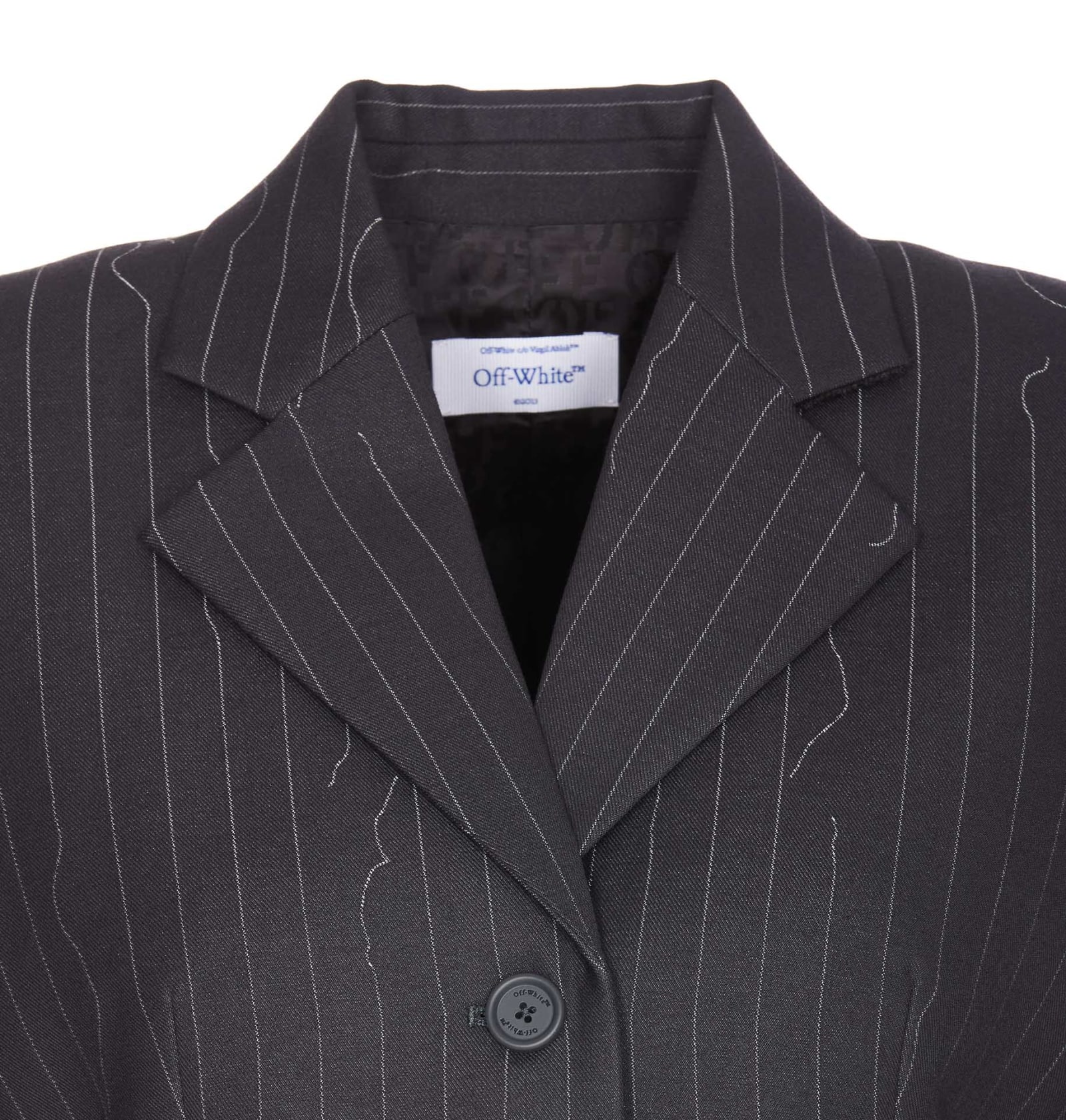 Shop Off-white Pinstripe Fitted Three Buttons Jacket In Grey