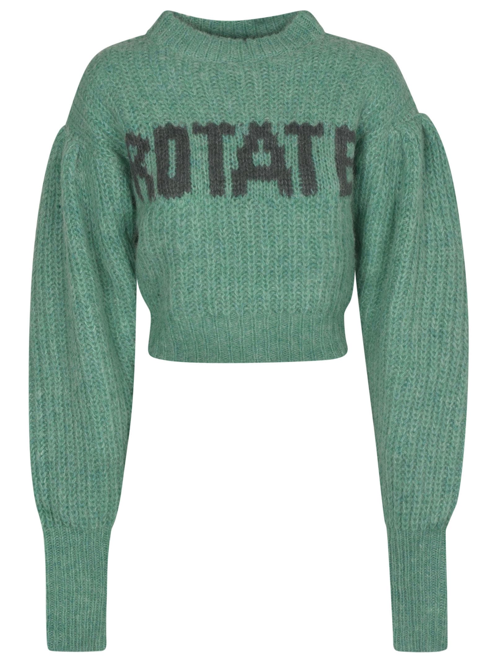 Rotate by Birger Christensen Logo Knit Cropped Sweater