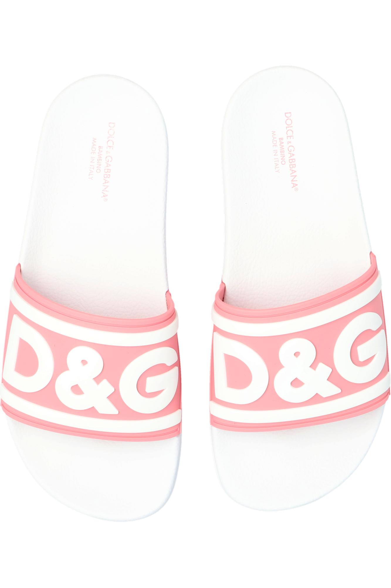 Shop Dolce & Gabbana Kids Rubber Slides With Logo