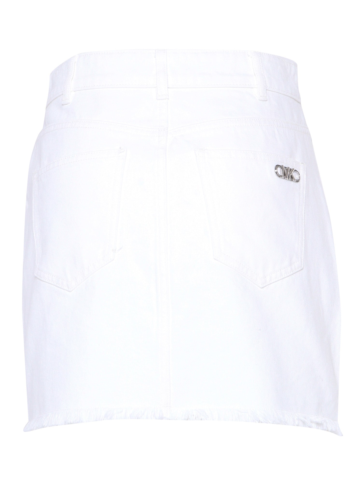 Shop Michael Kors Denim Mini Skirt In White
