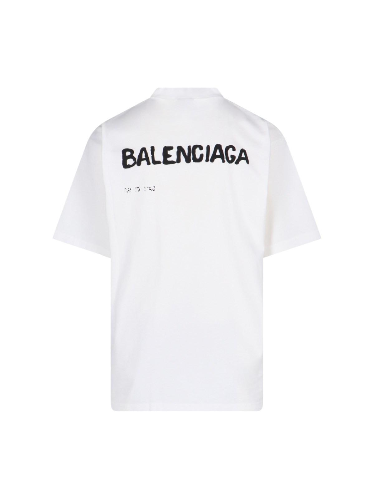 Shop Balenciaga Bleed Logo T-shirt In Off White Black