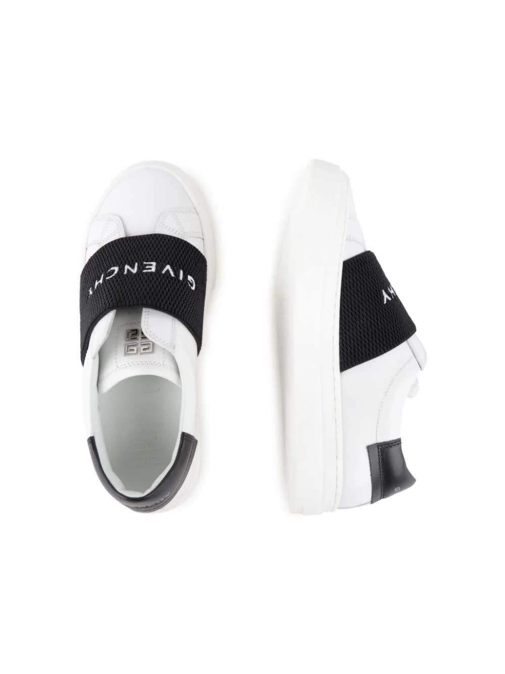 Shop Givenchy White Urban Street Sneakers With Black Logo Band