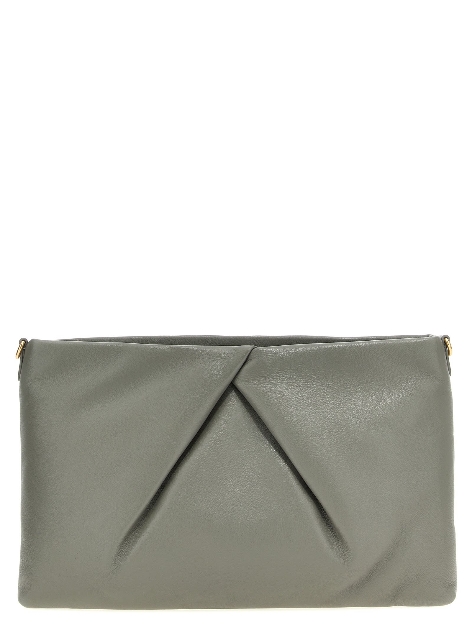 Shop Dries Van Noten Logo Leather Clutch Bag In Gray