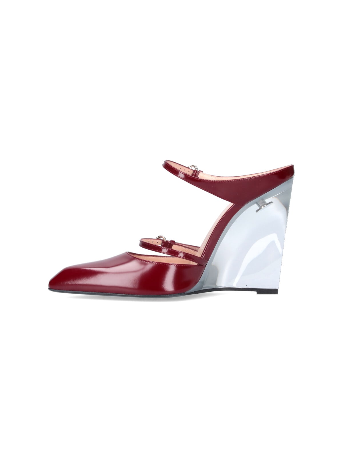 Gucci Women Wedge Leather Mule In Red