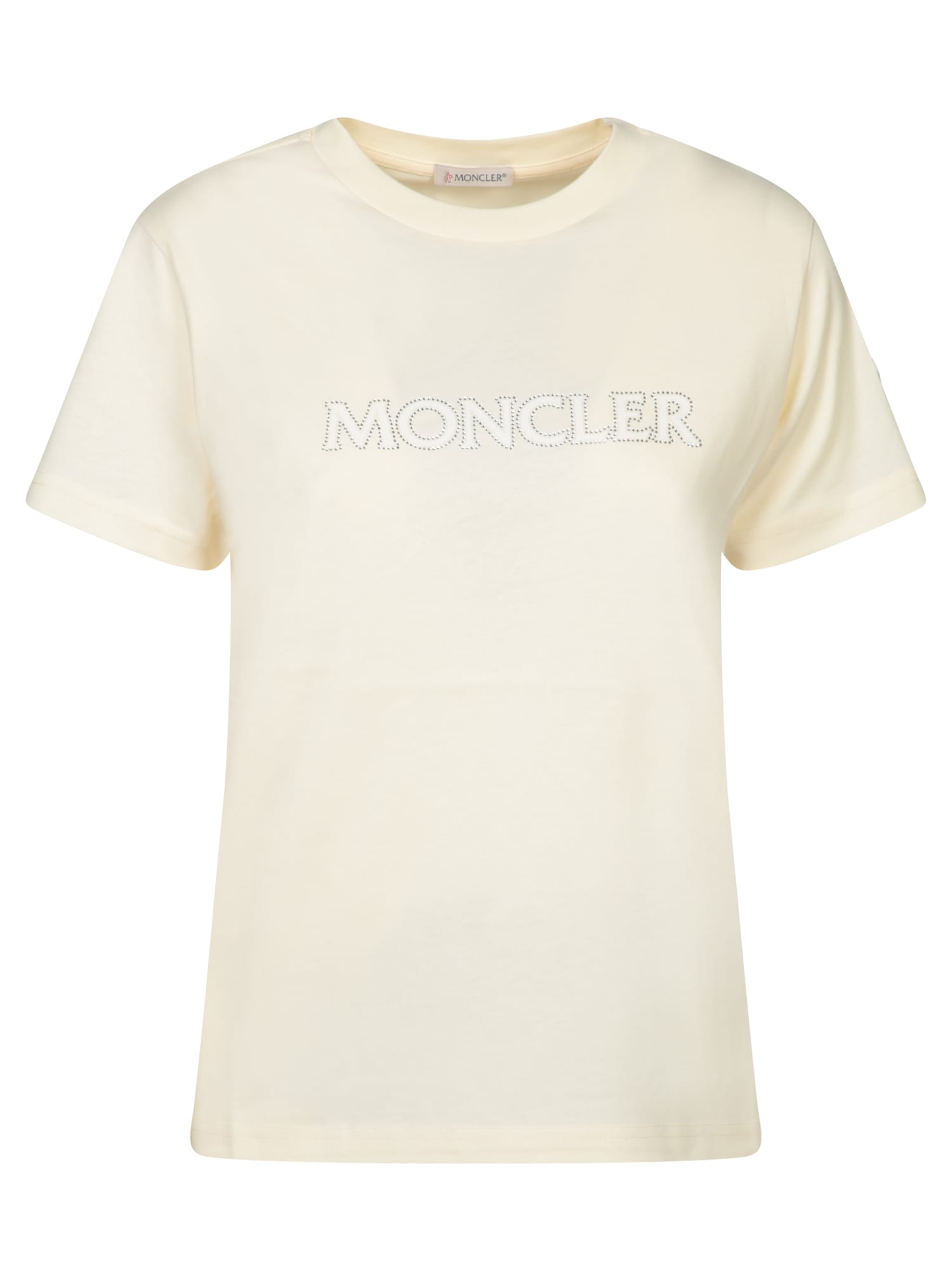 Shop Moncler Logo White Cotton T-shirt