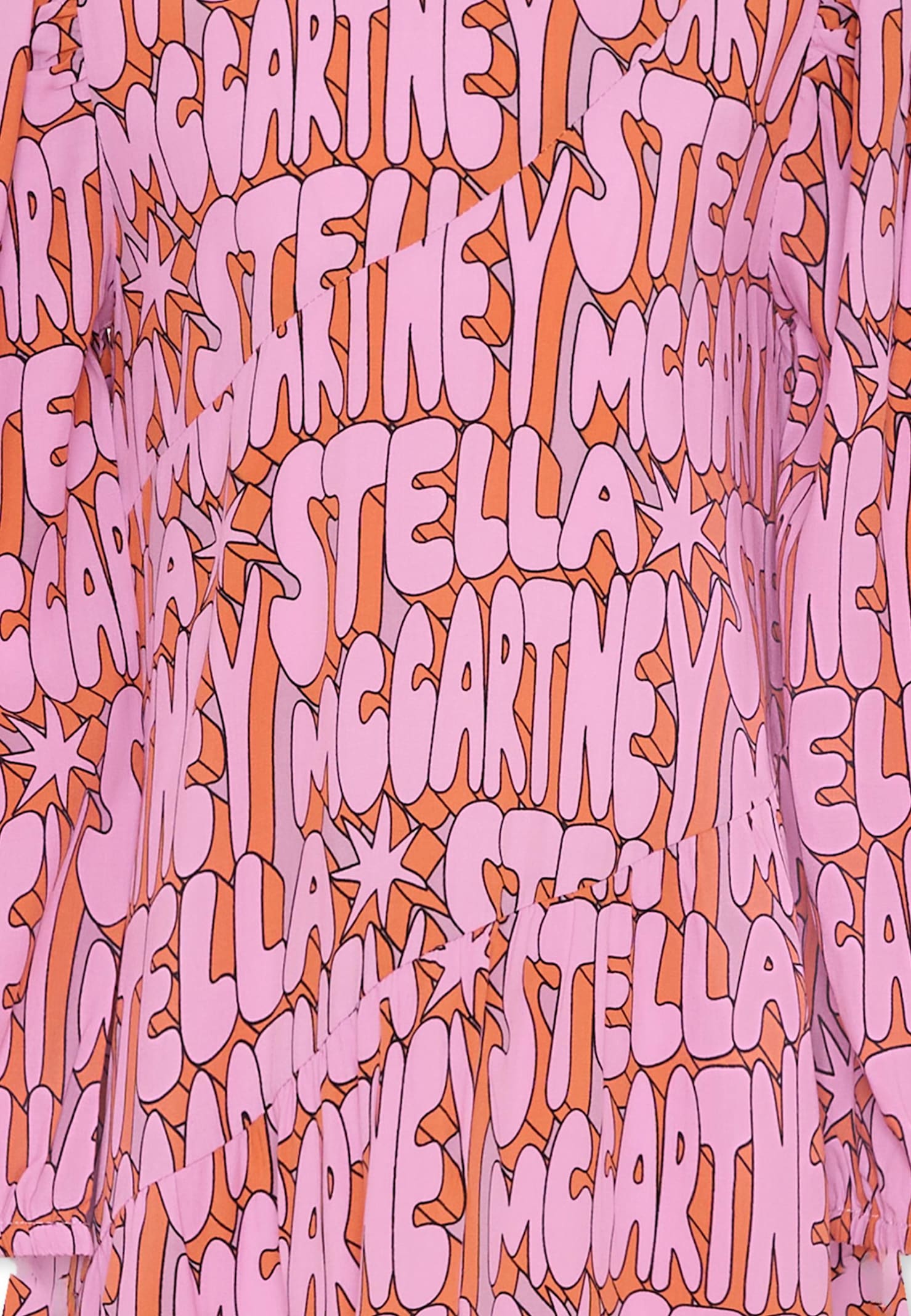 Stella Mccartney Multicolor Dress For Girl With Logo In Pink