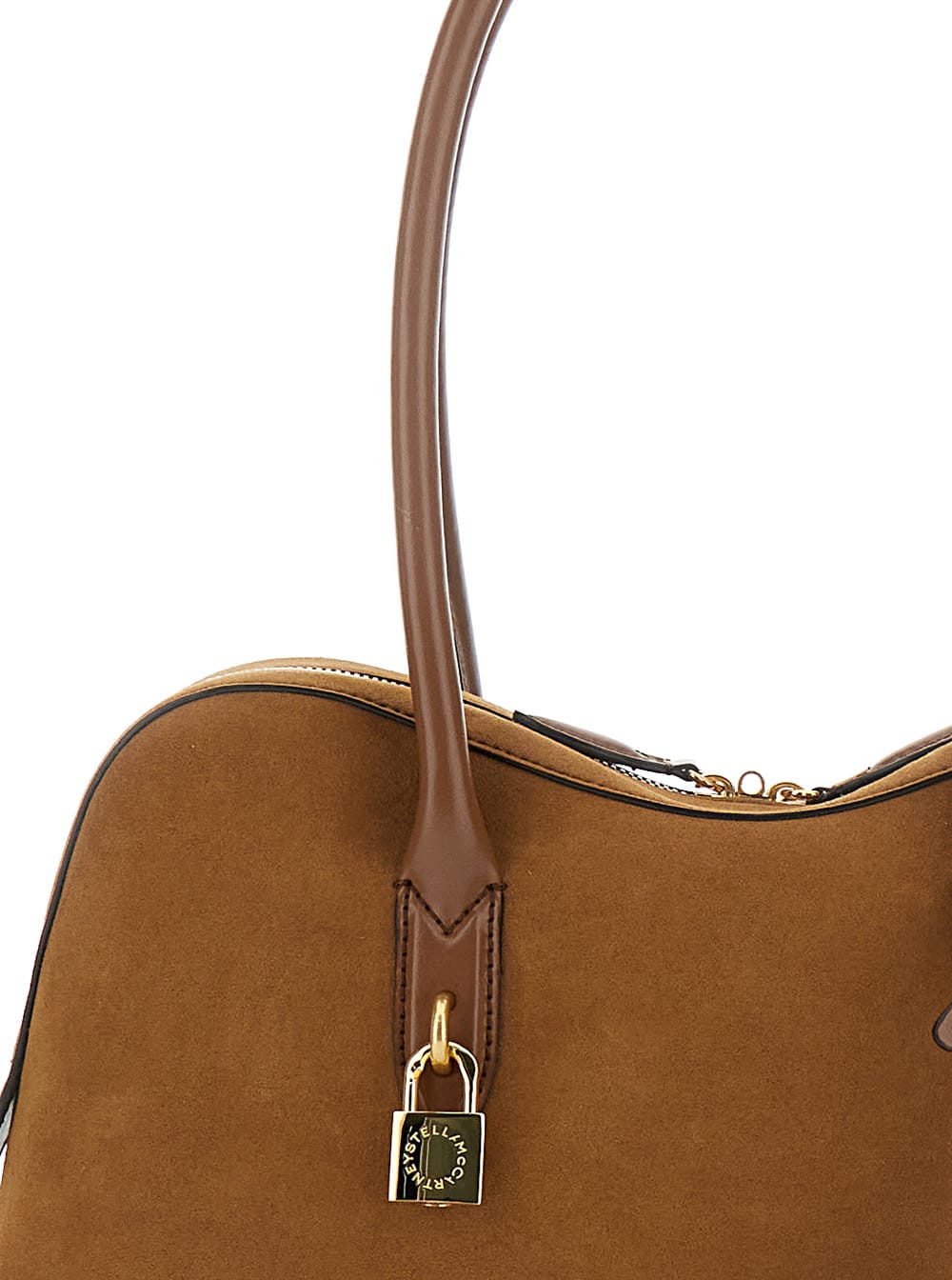Stella Mccartney Brown Shoulder Bag With Padlock With Logo Detail In Ecoleather Woman In Brown