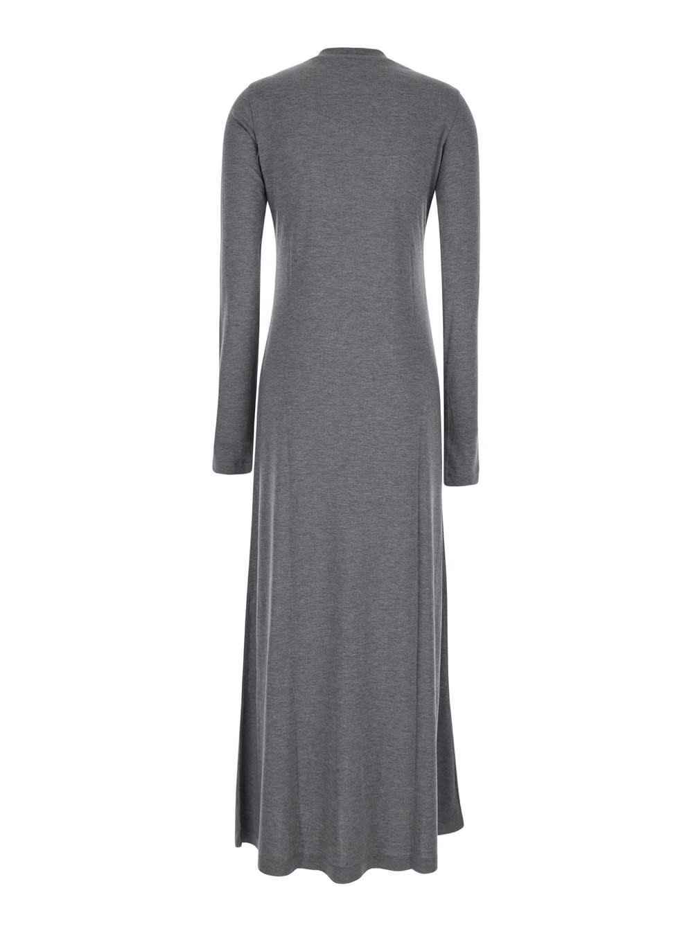 Shop Totême Long Grey Relaxed Dress In Jersey Woman