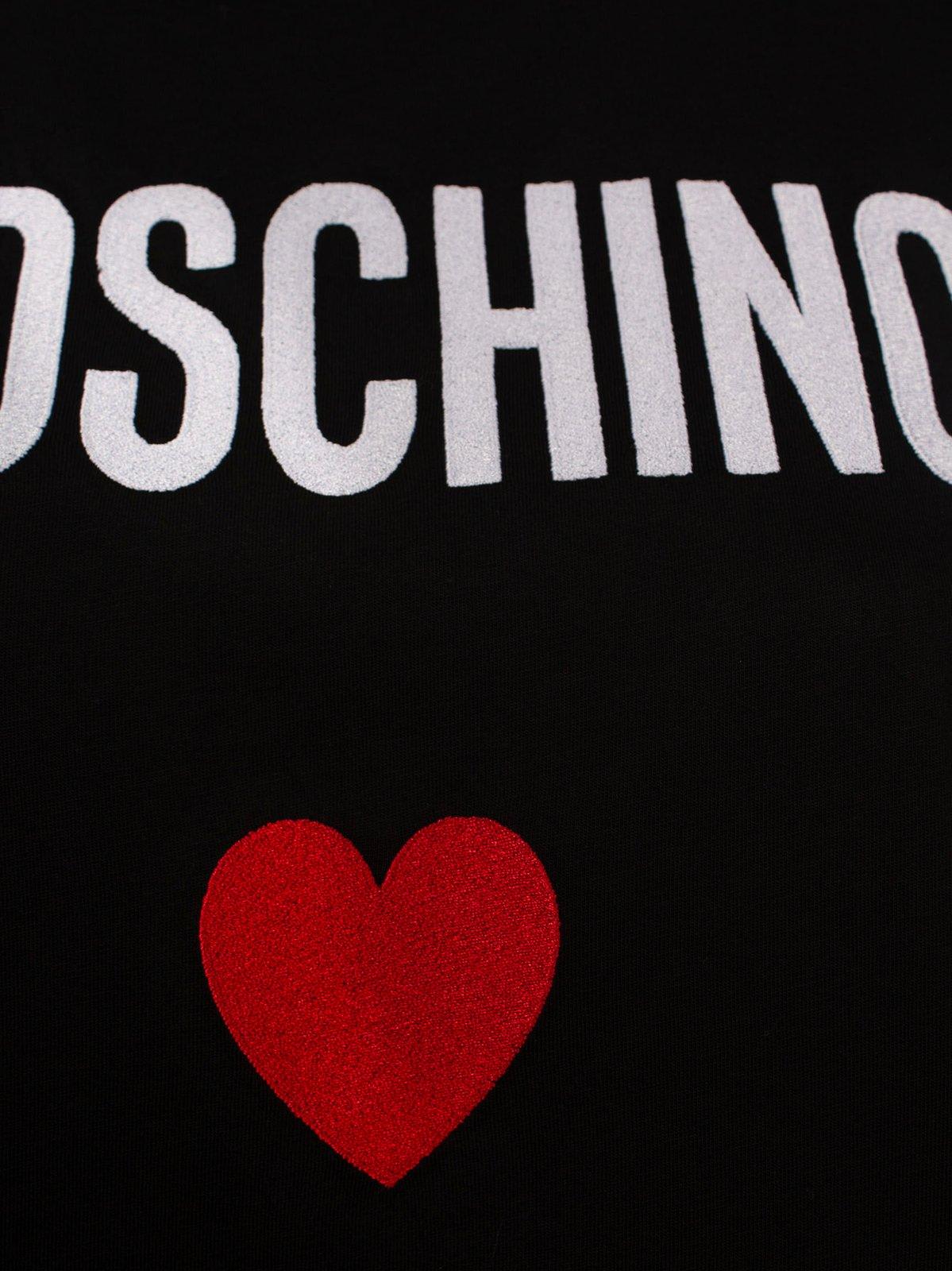 Shop Moschino Logo Printed Crewneck T-shirt In Black