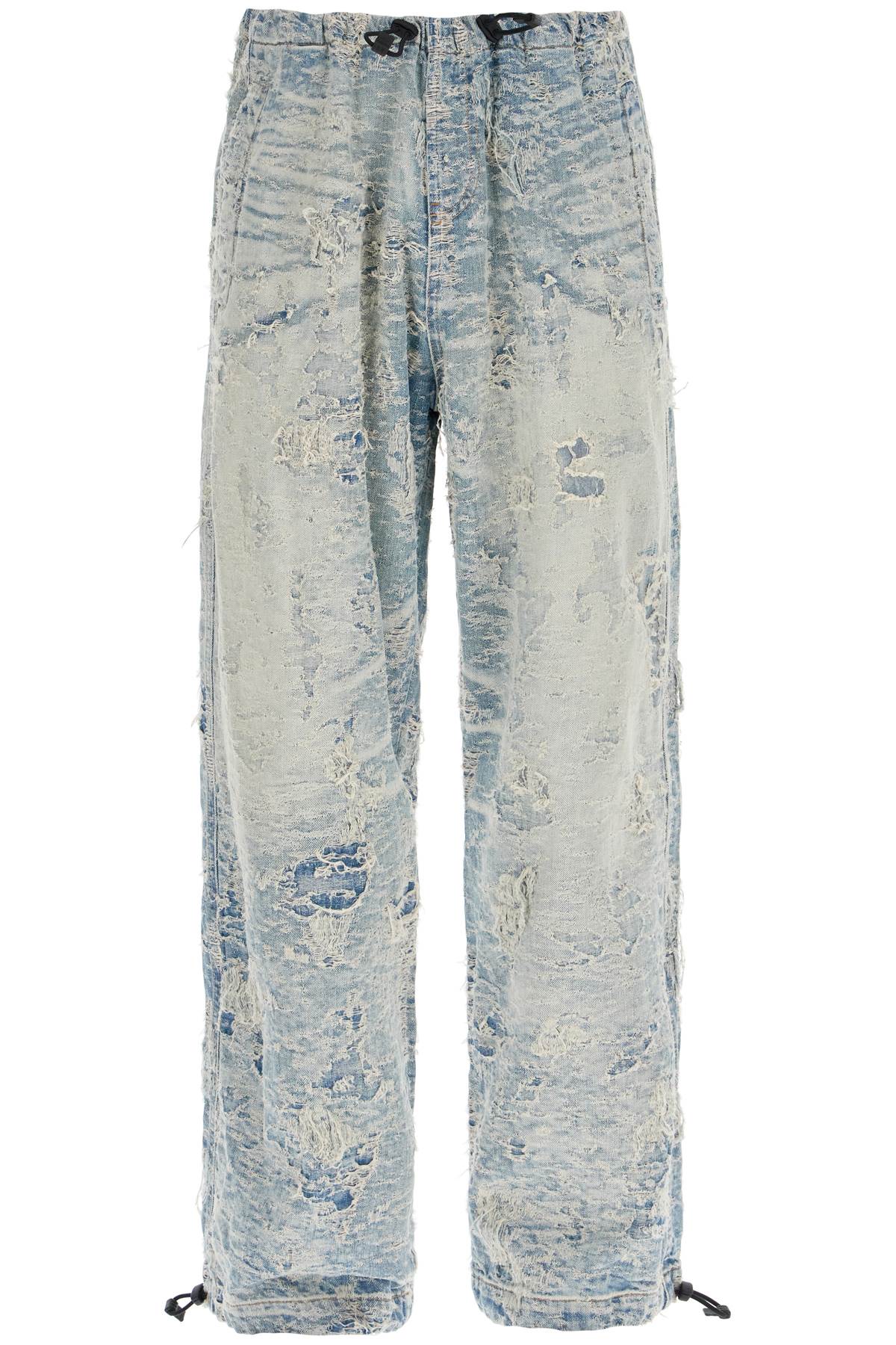 Shop Diesel Distressed Denim Jacquard Pants In Denim (blue)