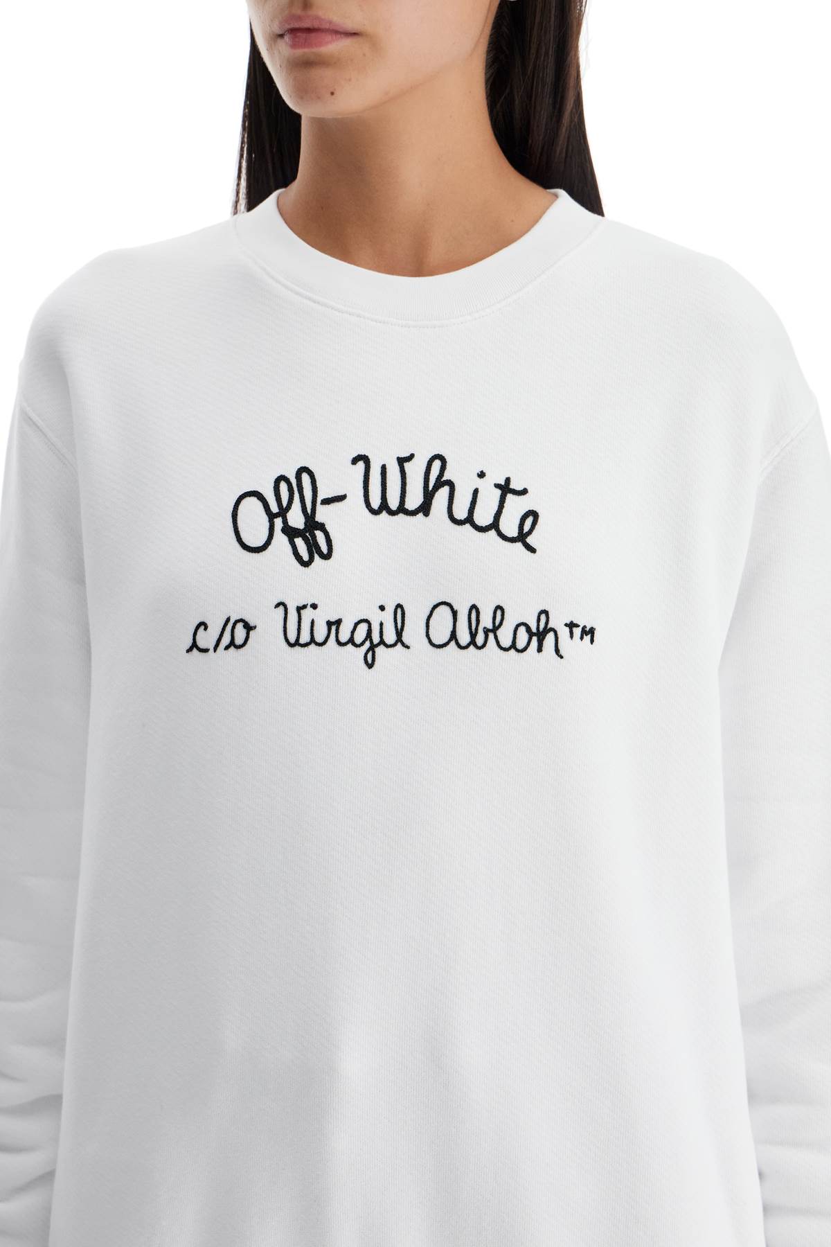 Shop Off-white Crewneck Sweatshirt With In White - Black (white)