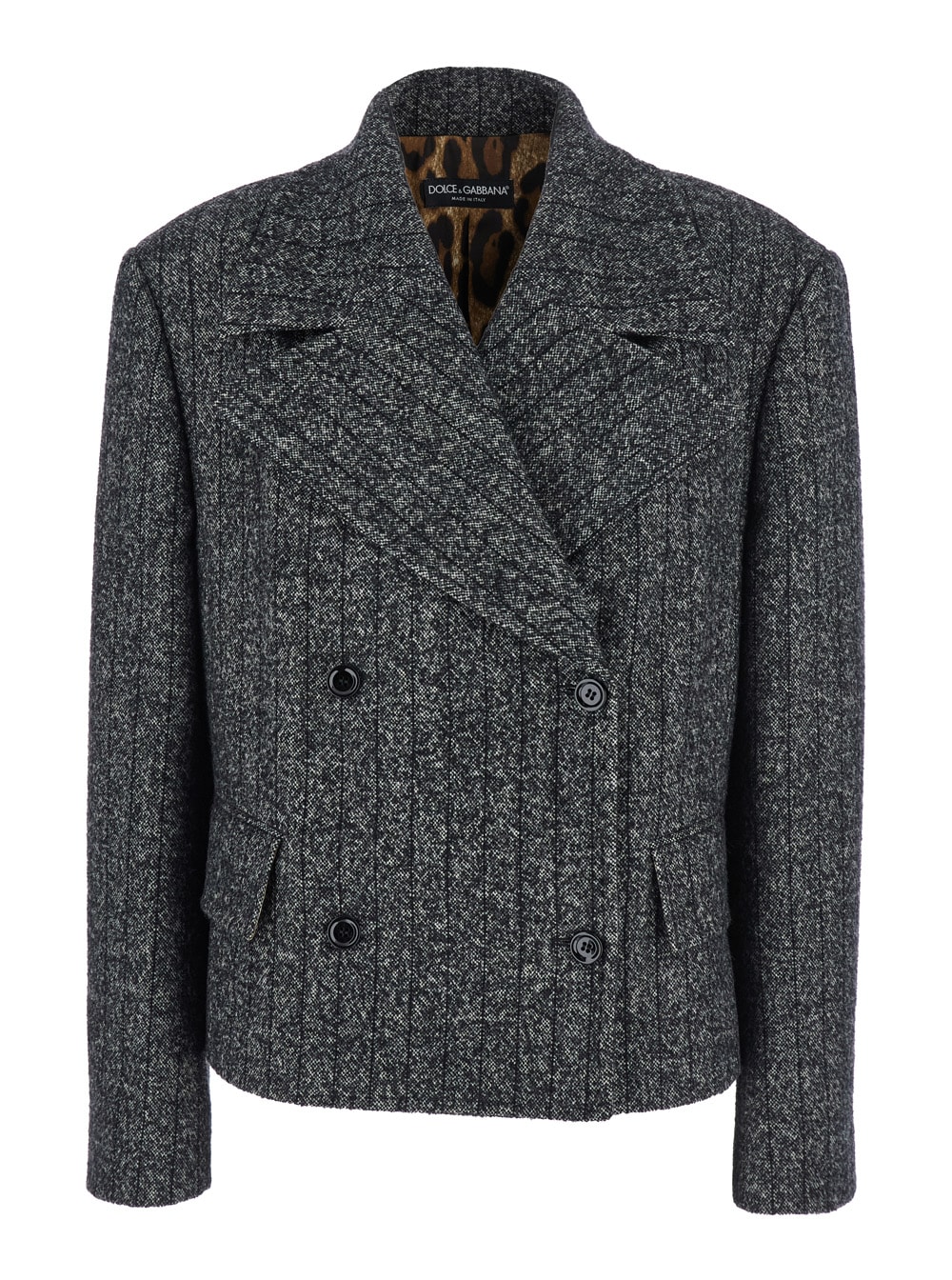 Dolce & Gabbana Pinstriped Wool-blend Double-breasted Jacket In Gray