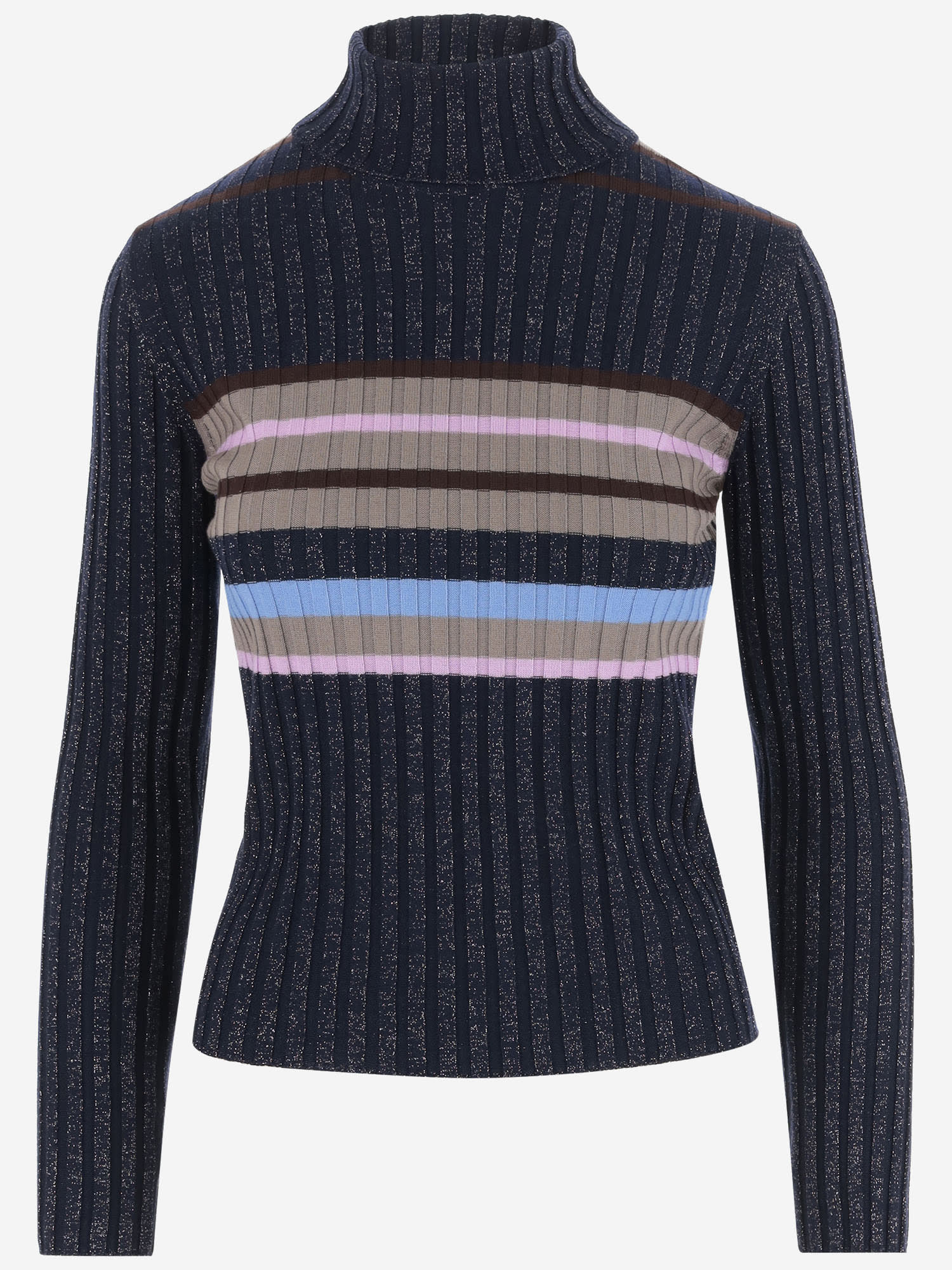 Wool Blend Pullover With Striped Pattern