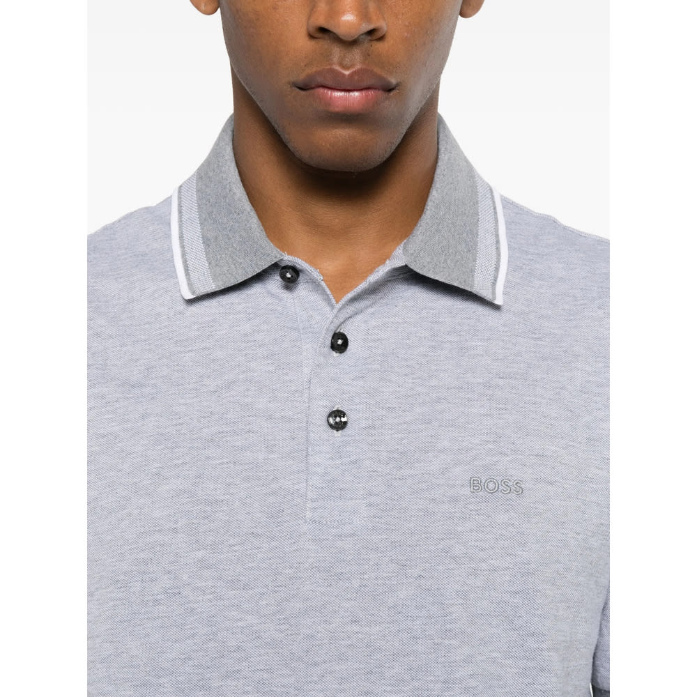 Hugo Boss Boss White Polo Shirts Men In Gray