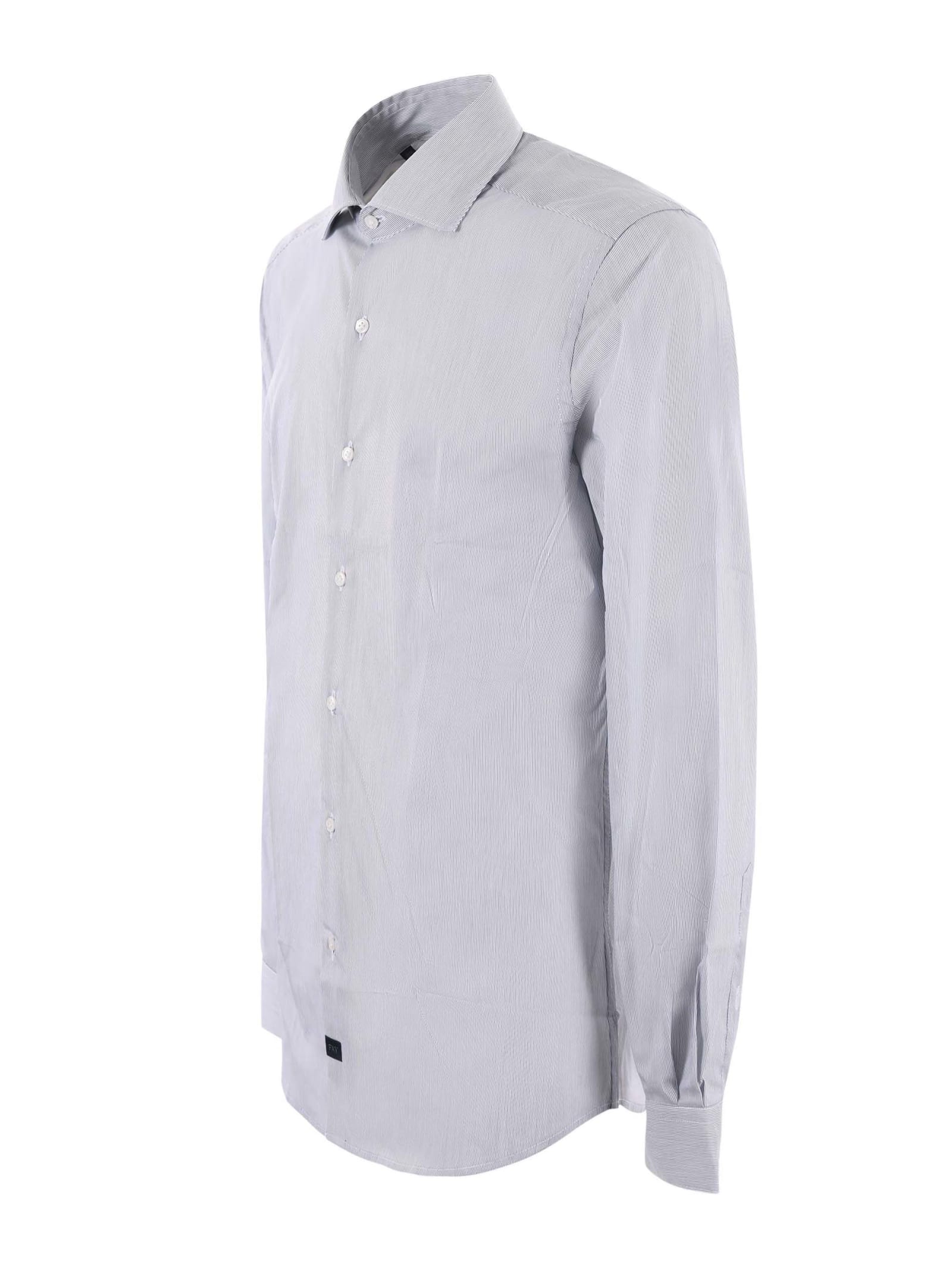 Shop Fay Shirt In Bianco/blu