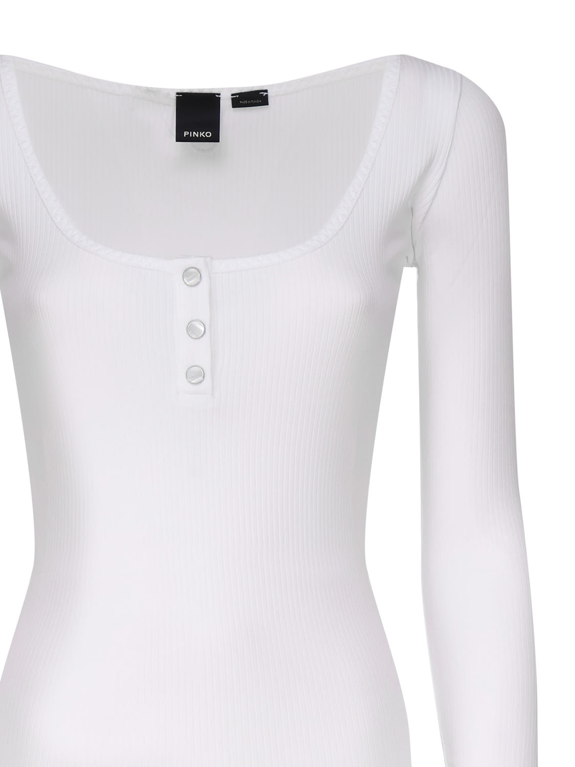 Shop Pinko Cotton Blend Sweater With Wide Neckline In White