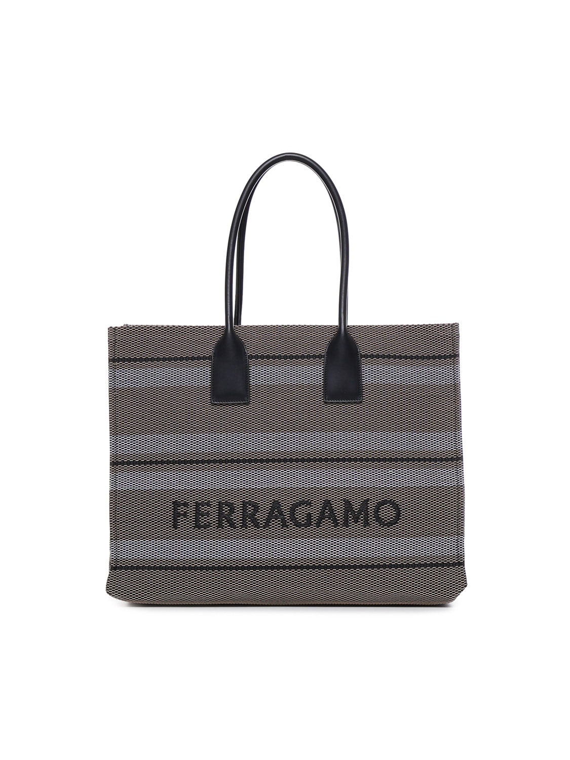 FERRAGAMO STRIPED TOTE BAG WITH LOGO