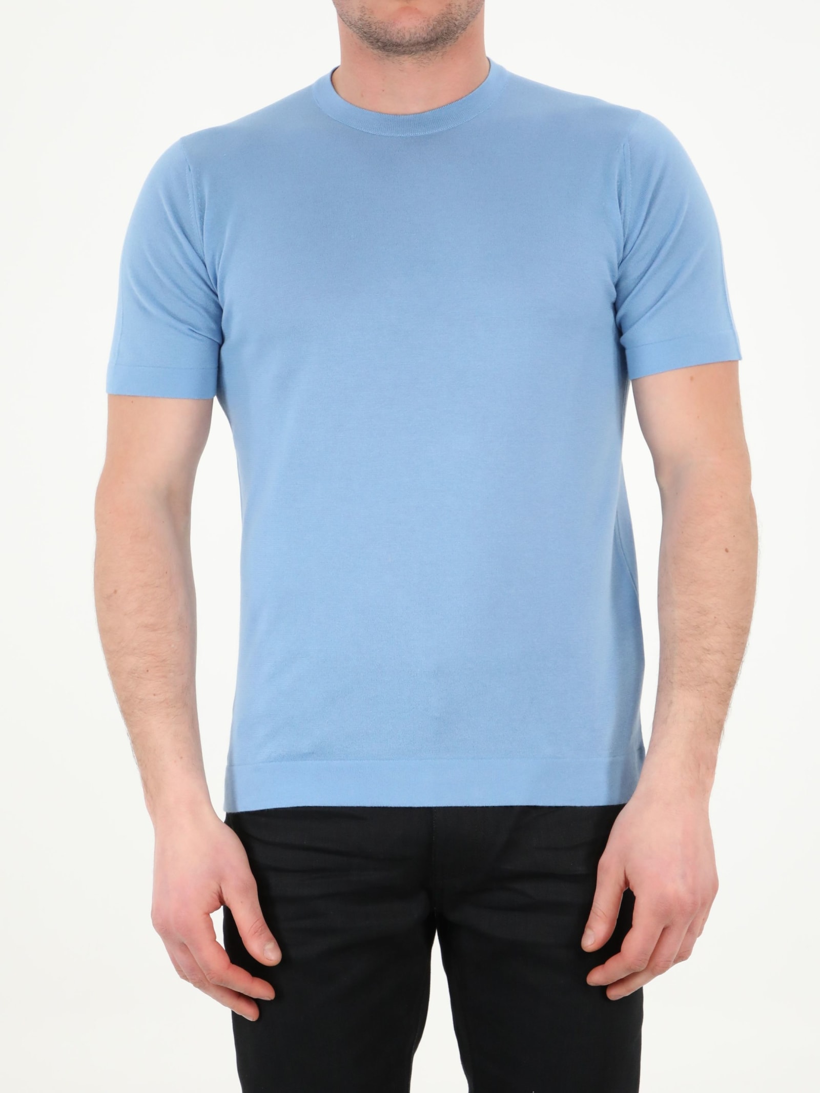 John Smedley Light-blue Cotton T-shirt