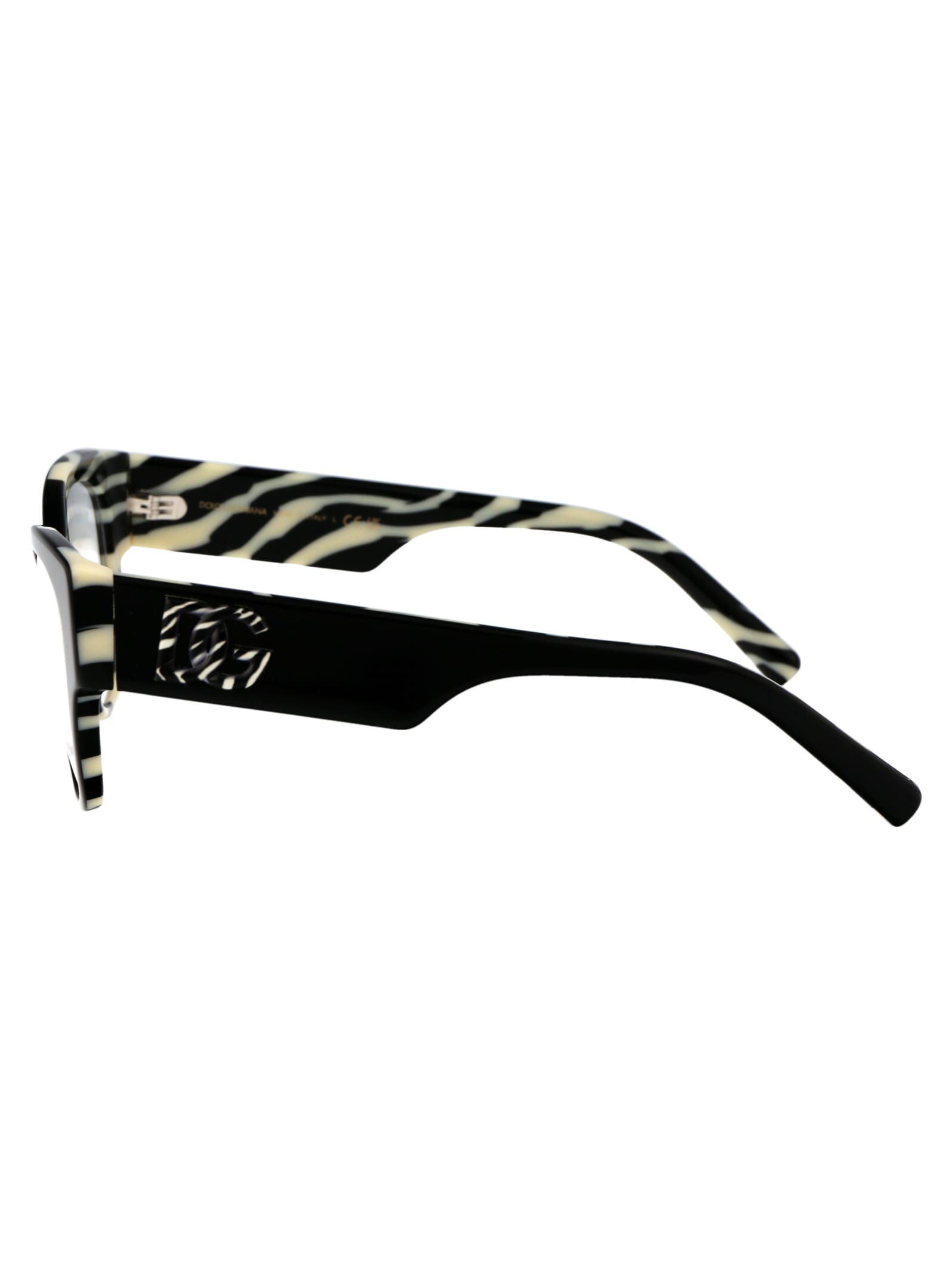 Shop Dolce &amp; Gabbana Eyewear 0dg3377 Glasses In 3372 Black On Zebra