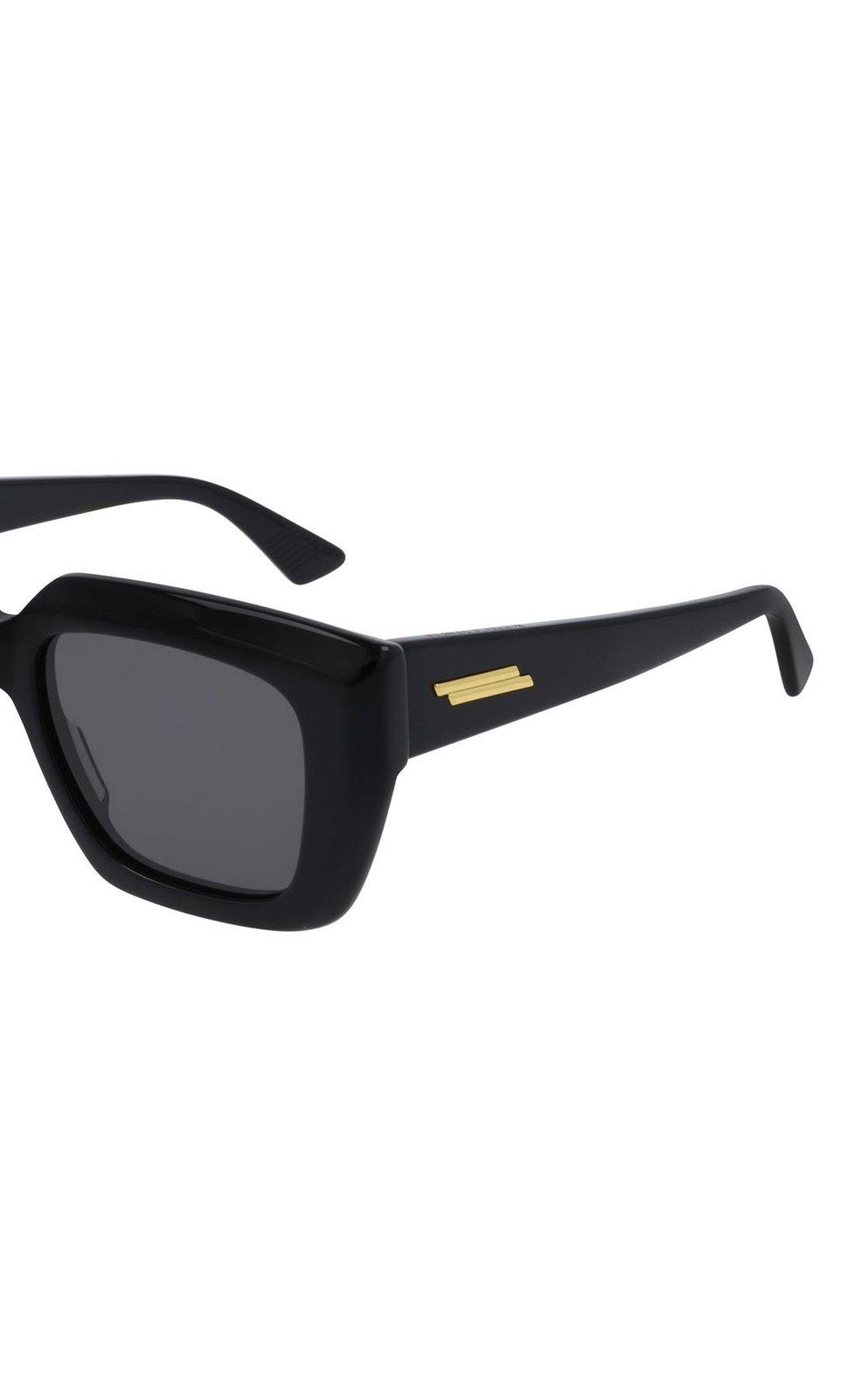 Shop Bottega Veneta Square Frame Sunglasses In 001 Black Black Grey