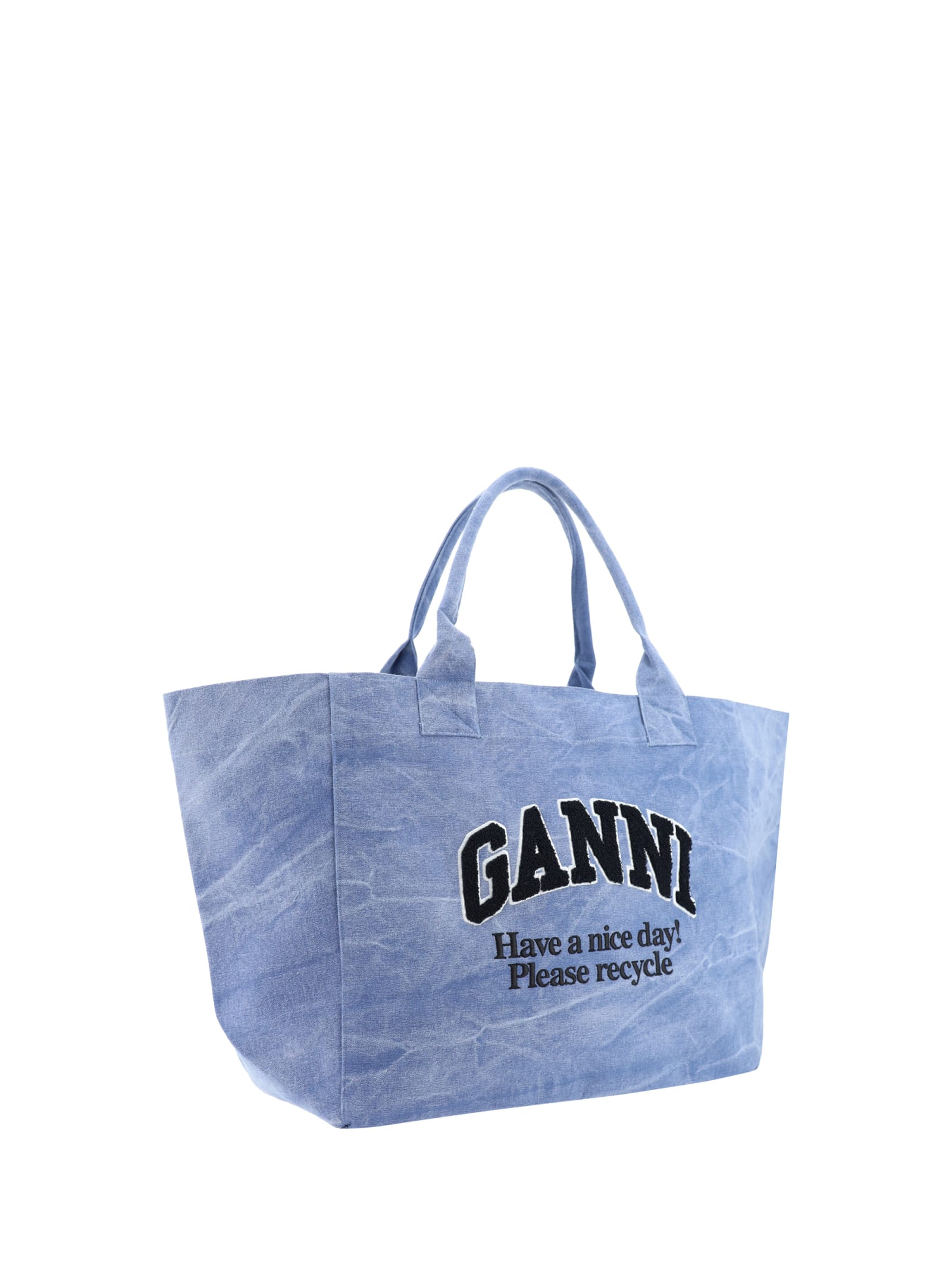 Shop Ganni Handbag In Blue/black