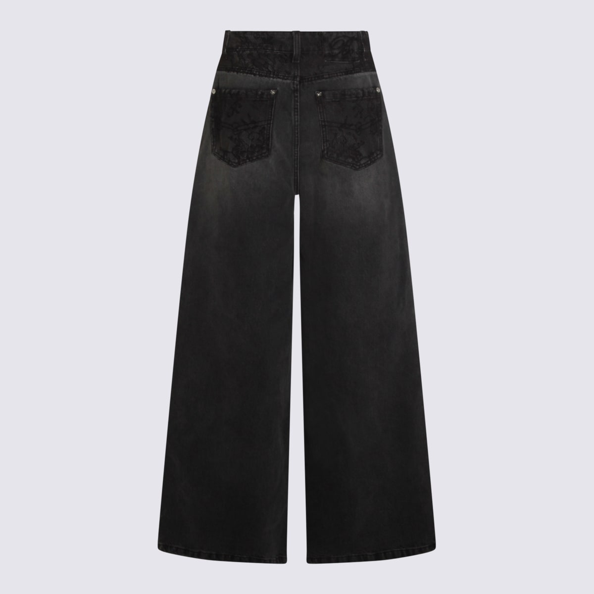 Blumarine Straight Leg Trousers Lace Detailing In Gray