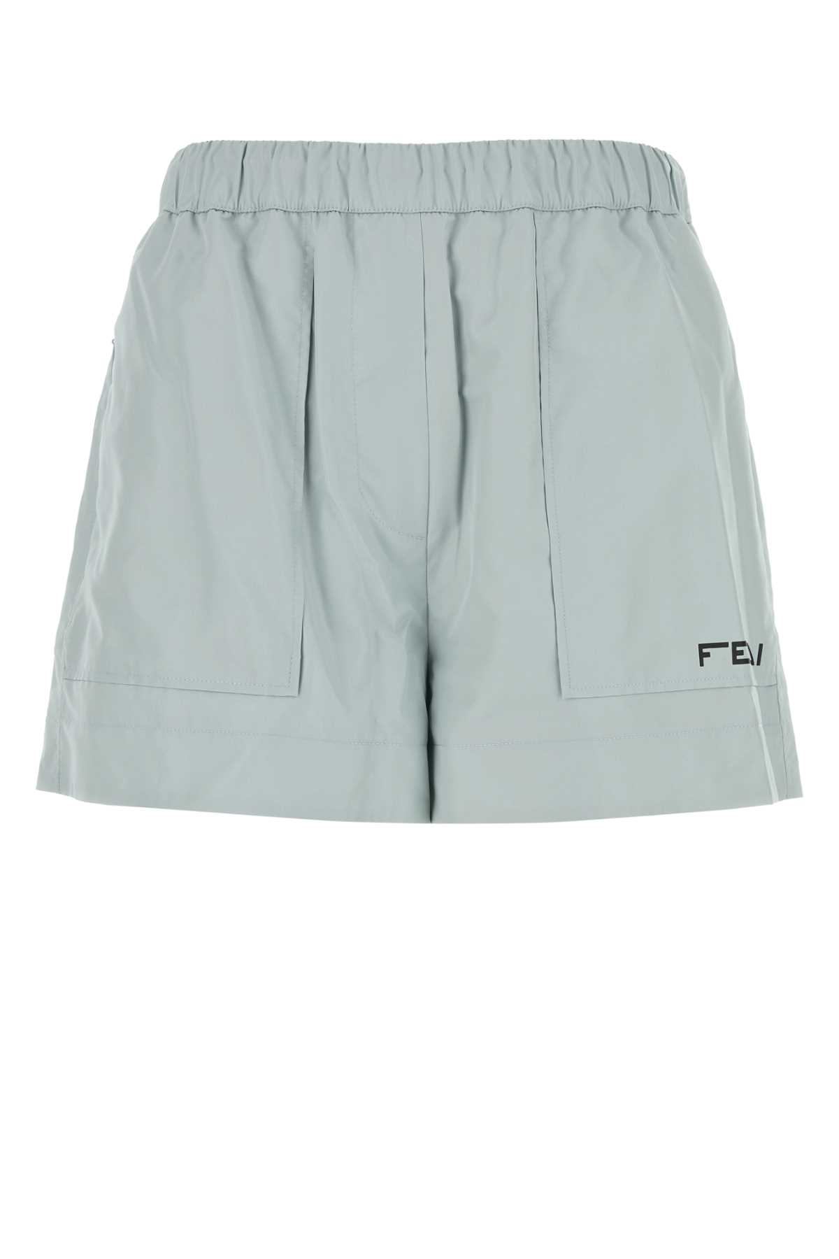 Shop Fendi Powder Blue Polyester Shorts In Paleblue