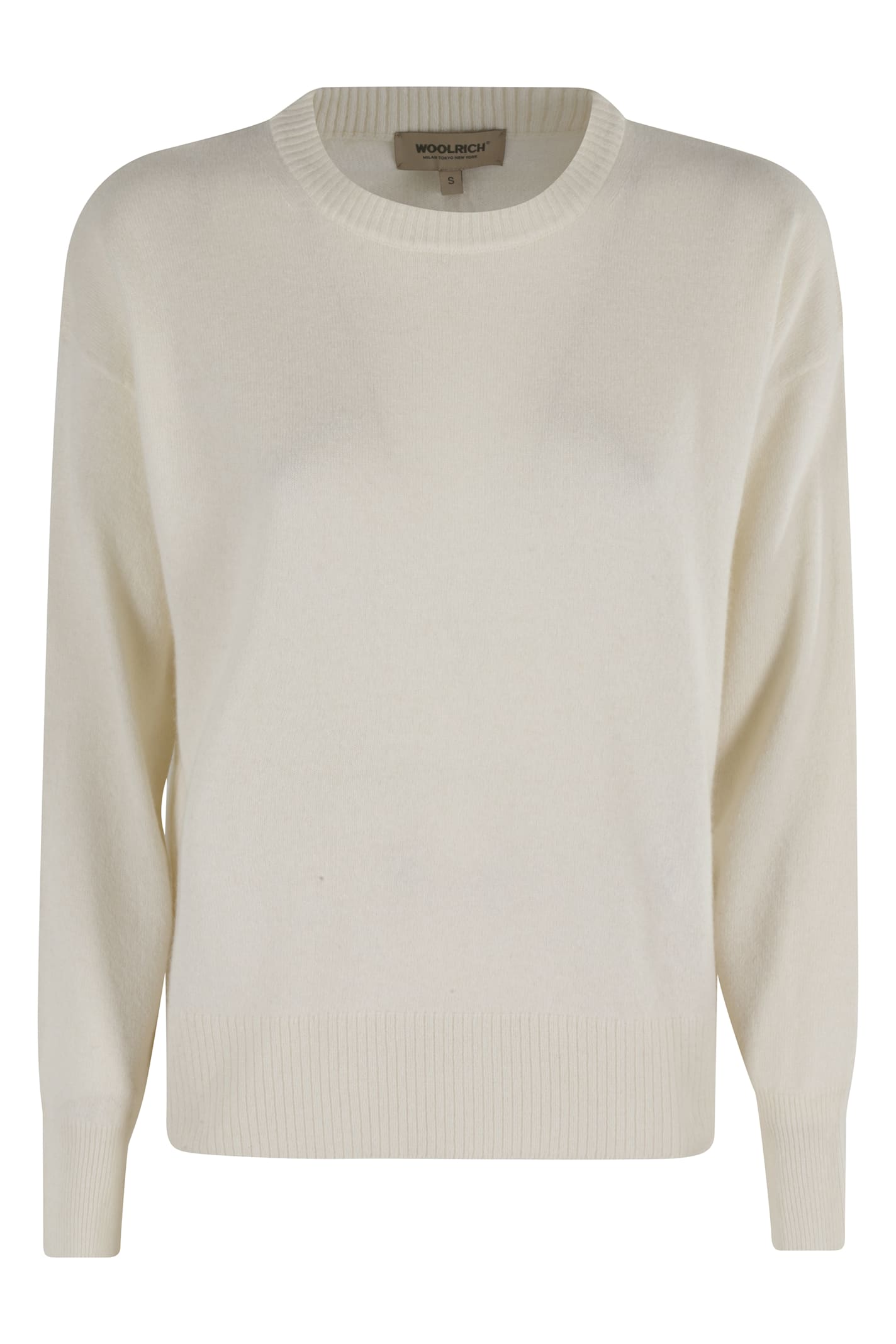 Woolrich Comfort Wool Cashmere Crewneck Sweater In White