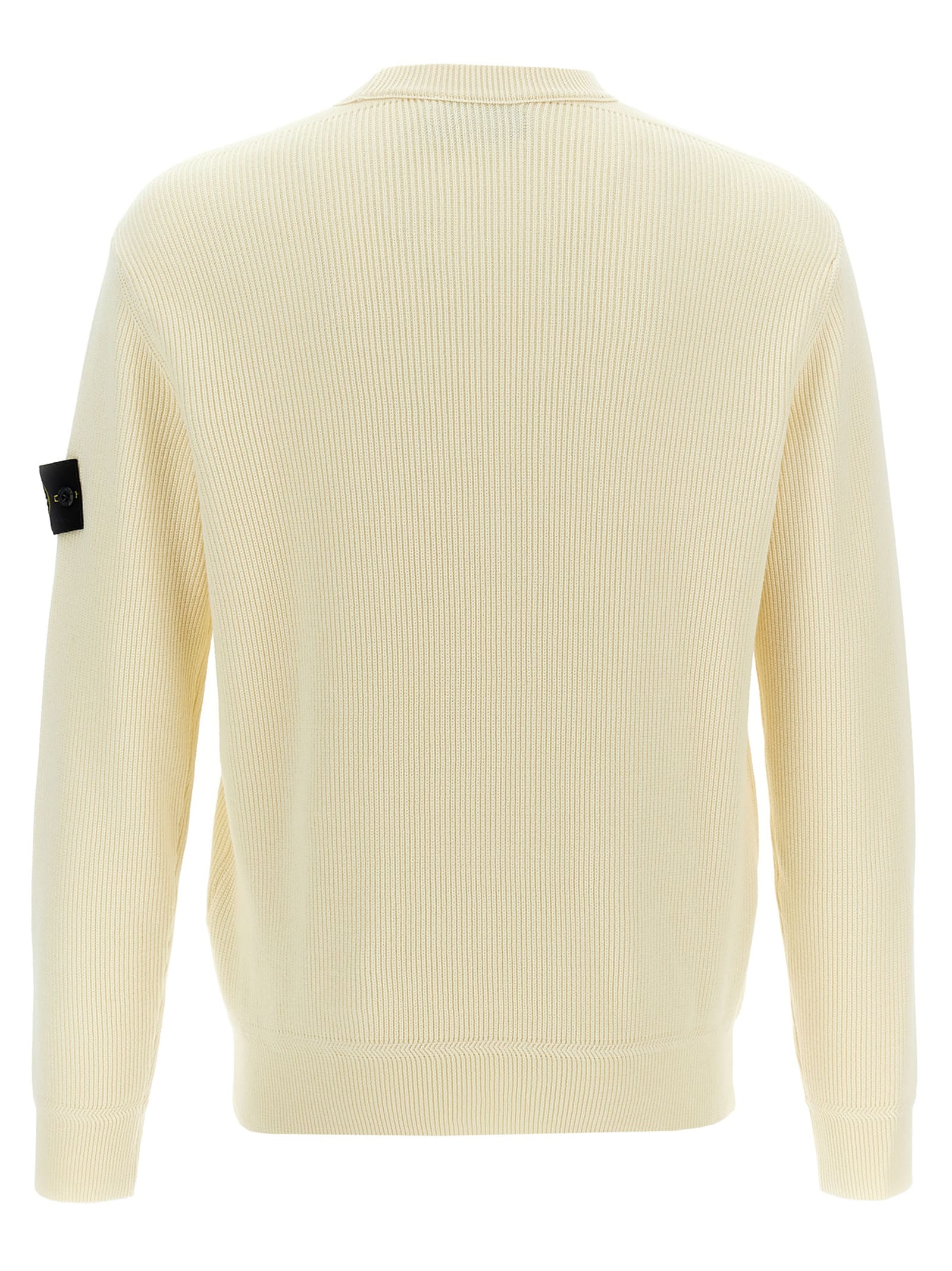 Stone Island Ribbed Wool Sweater Sweaters And Cardigans White In Brown