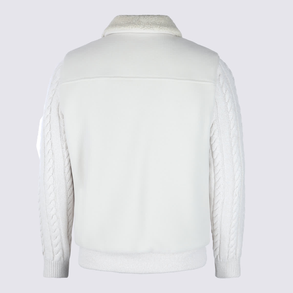 Eleventy Jacket With Beige Knitted Inserts In Gray