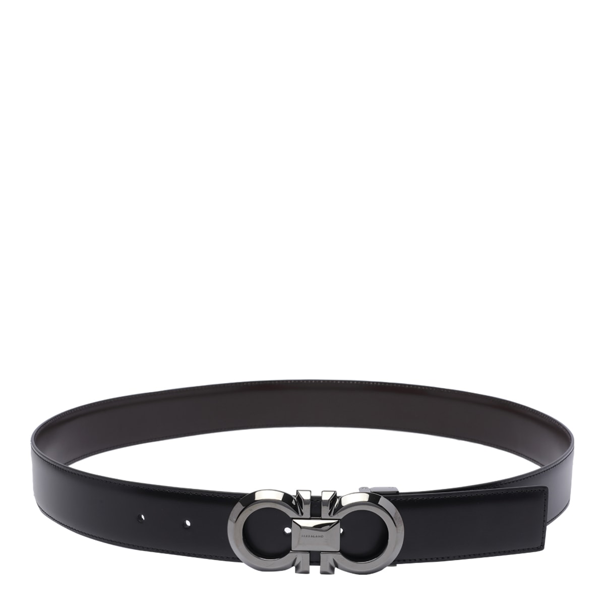 gancini Black Calf Leather Belt