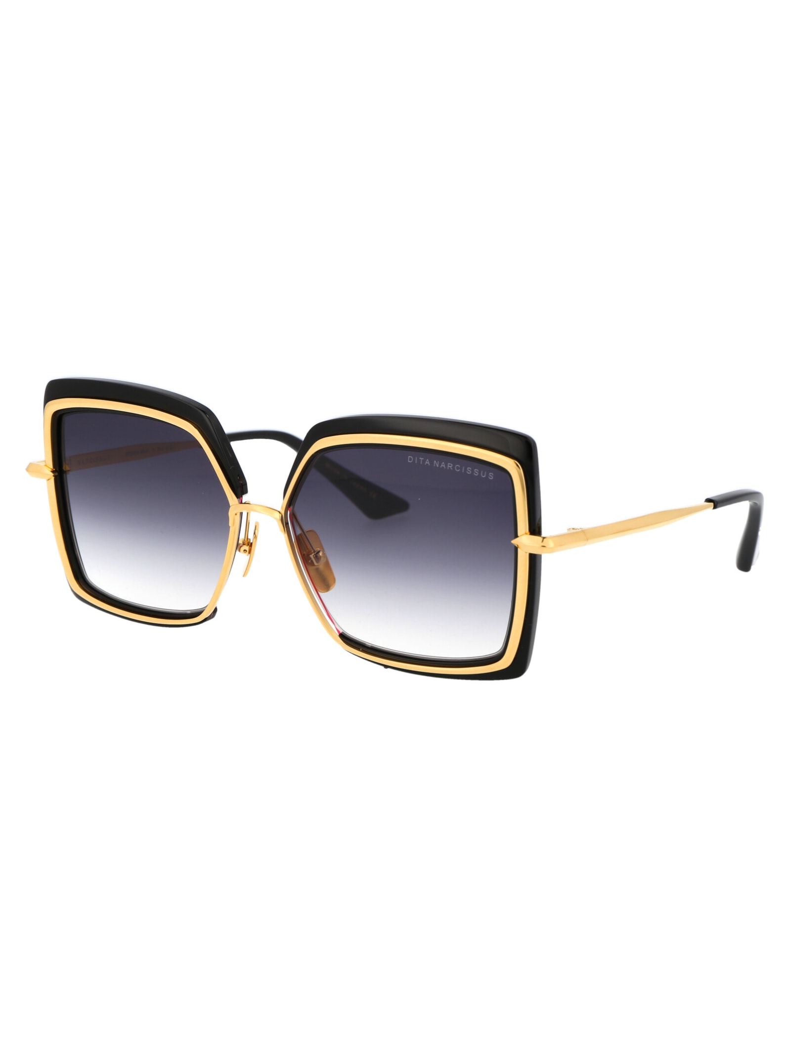 Shop Dita Narcissus Sunglasses In Black - Yellow Gold