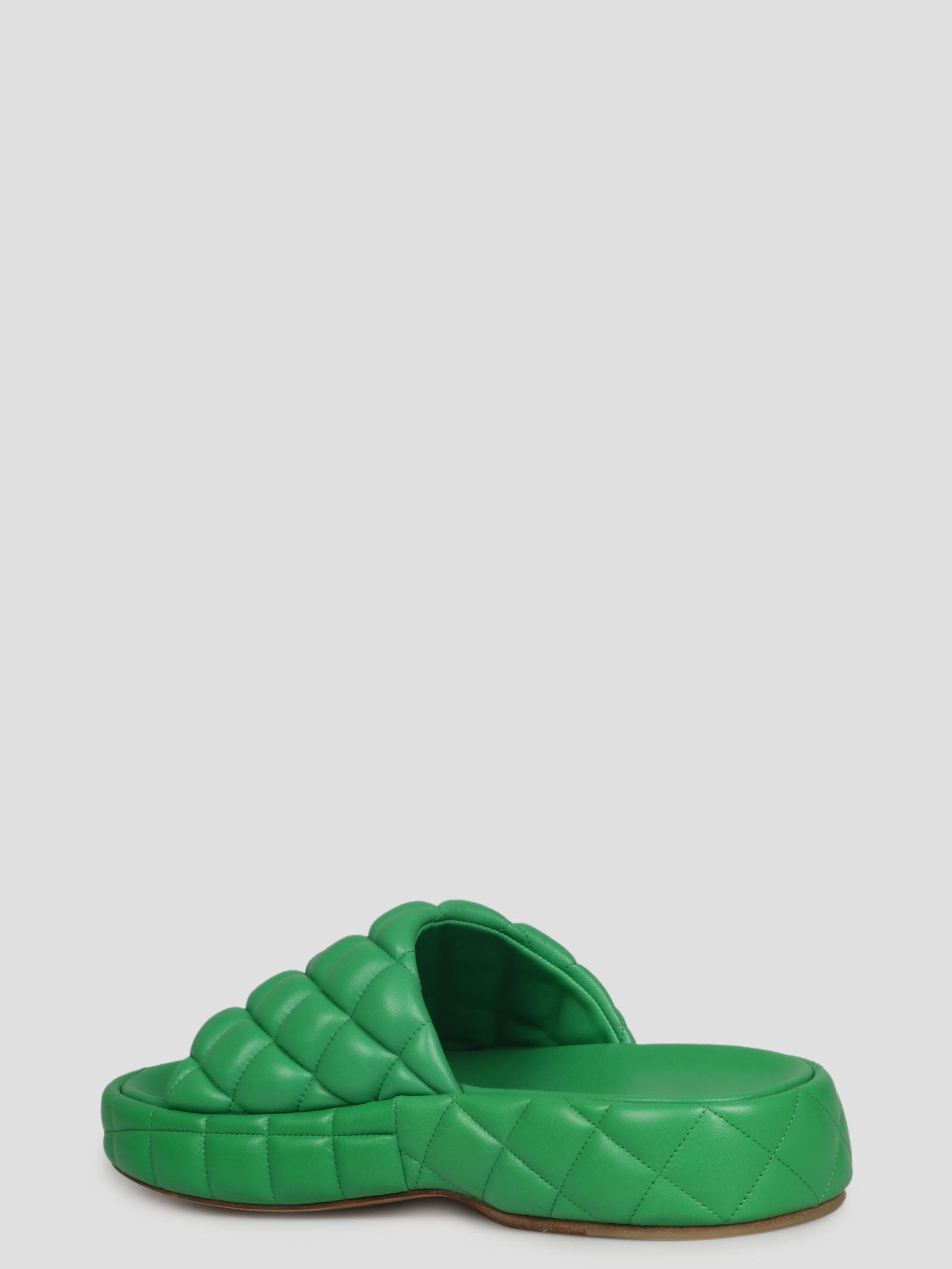 Bottega Veneta Padded Leather Flat Sandals In Green