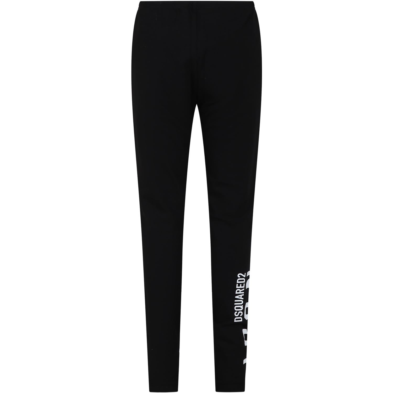 Dsquared2 Black Leggings For Girl With Logo In Black