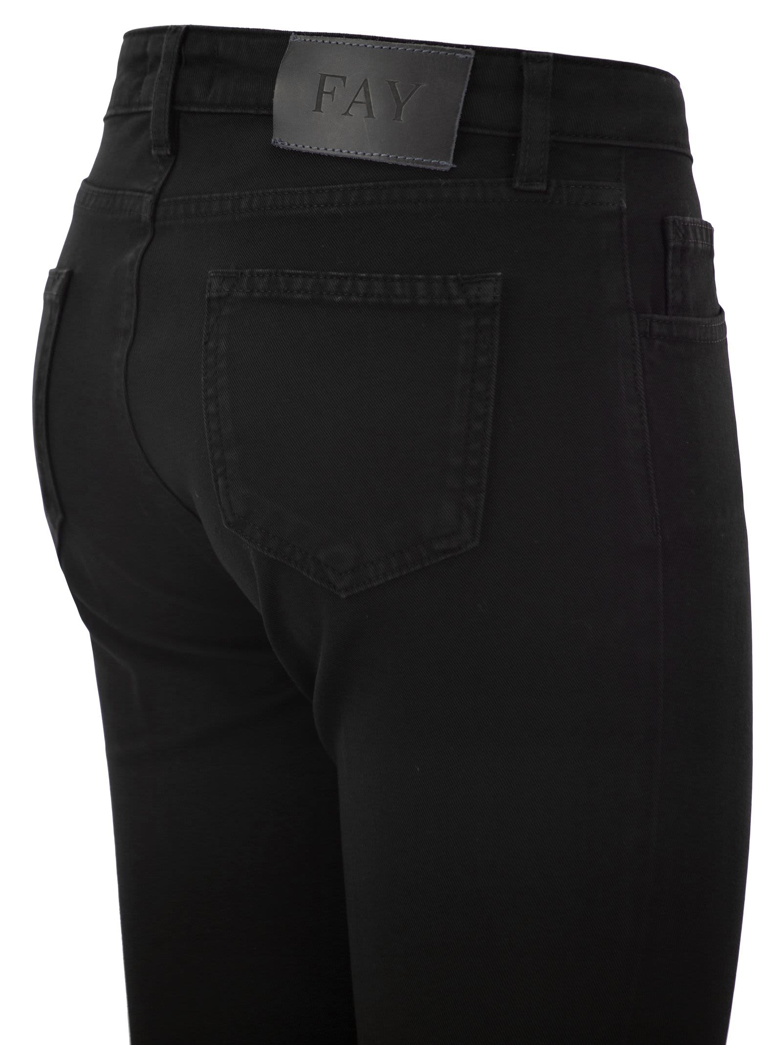 Shop Fay 5-pocket Trousers In Stretch Cotton. In Nero