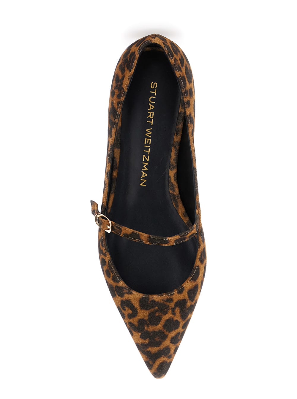 Stuart Weitzman Emilia Brown Ballet Shoes With Adjustable Strap Closure And All-over Leopard Motif In Suede Woman