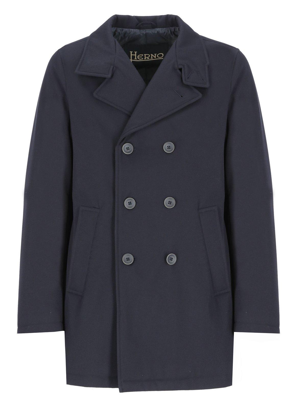 Padded Twill Double-breasted Coat Coat