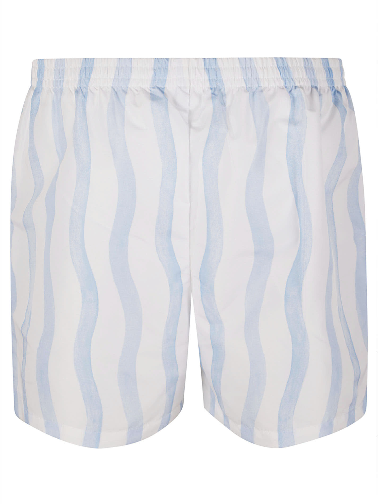 Shop Casablanca Technical Synthetic Printed Swim Shorts In Blue Wave Stripe