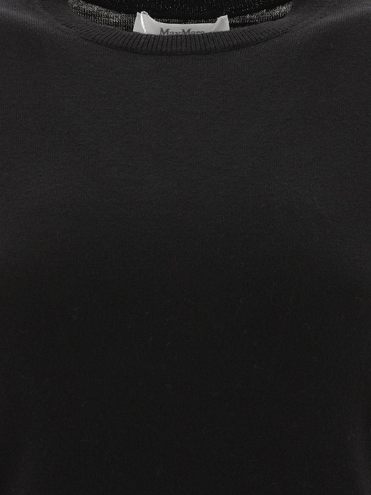 Shop Max Mara Crewneck Knitted Top In Black