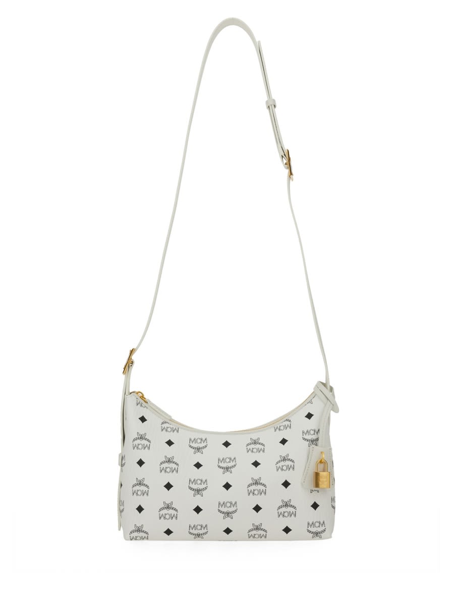 Mcm Logo-print Shoulder Bag In White