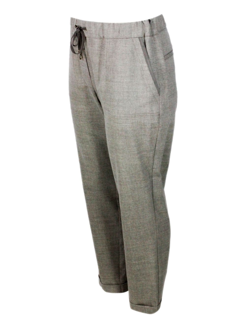 Lorena Antoniazzi Wool Blend Pants In Neutral