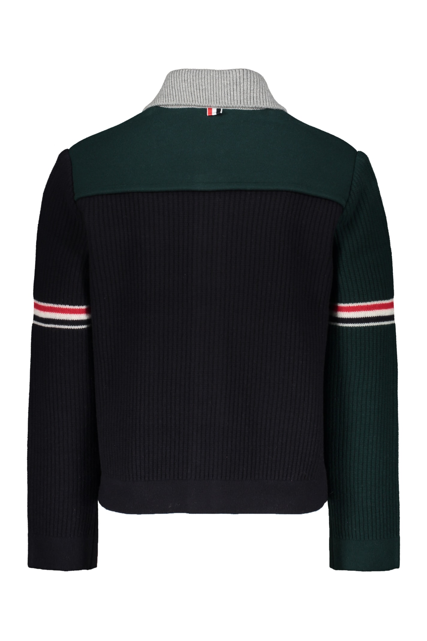 Thom Browne Patchwork Wool Cardigan In Green