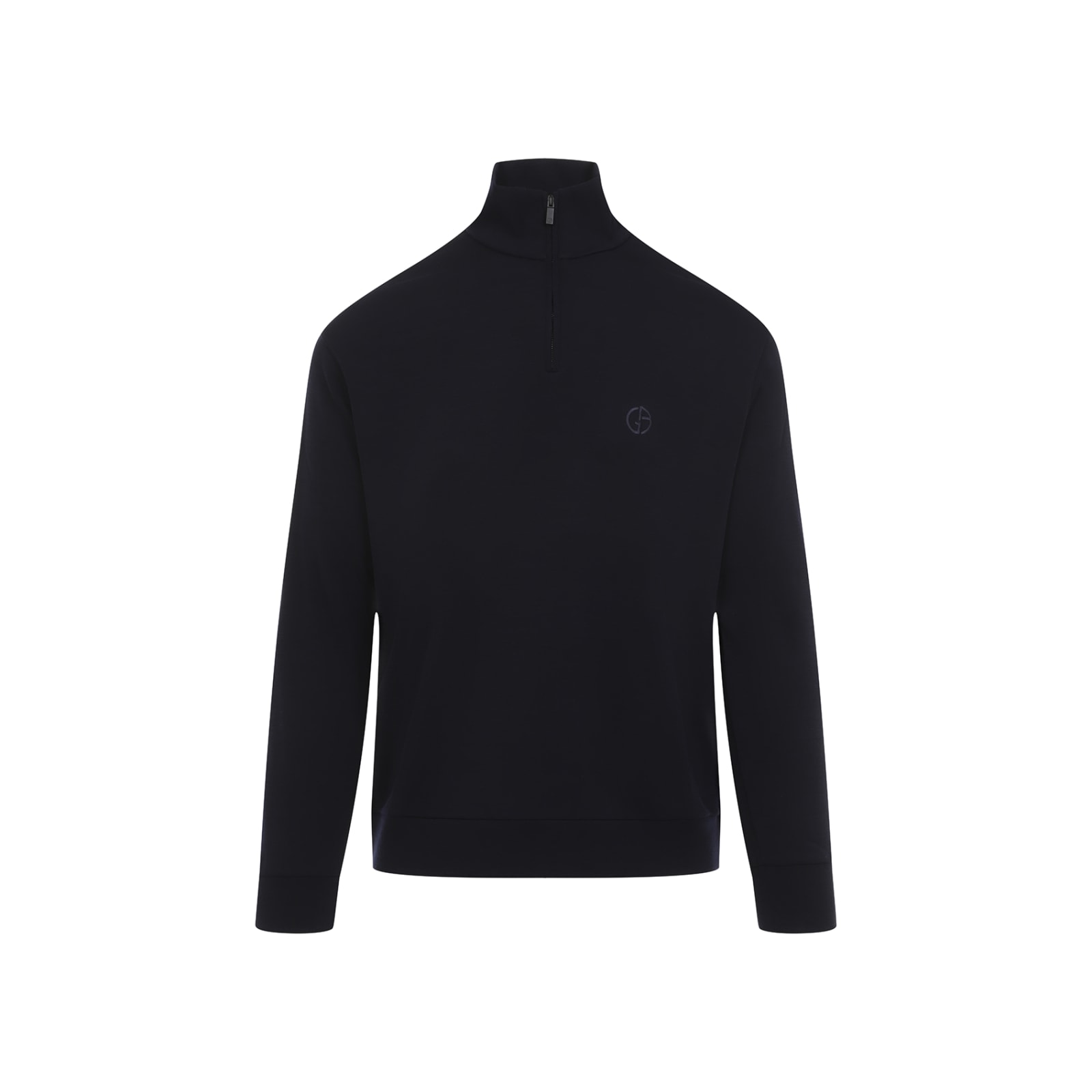 Shop Giorgio Armani Virgin Wool Pullover In Blue Navy