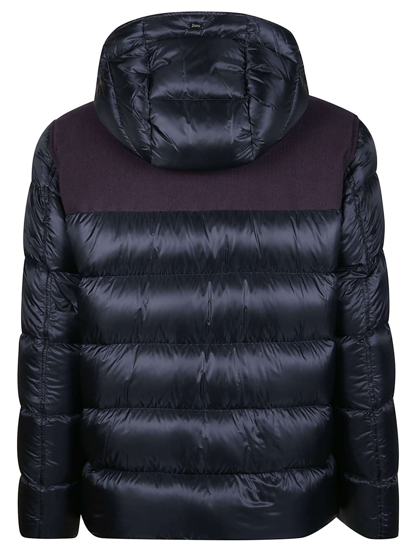 Shop Herno Short Down Jacket In Blu Navy