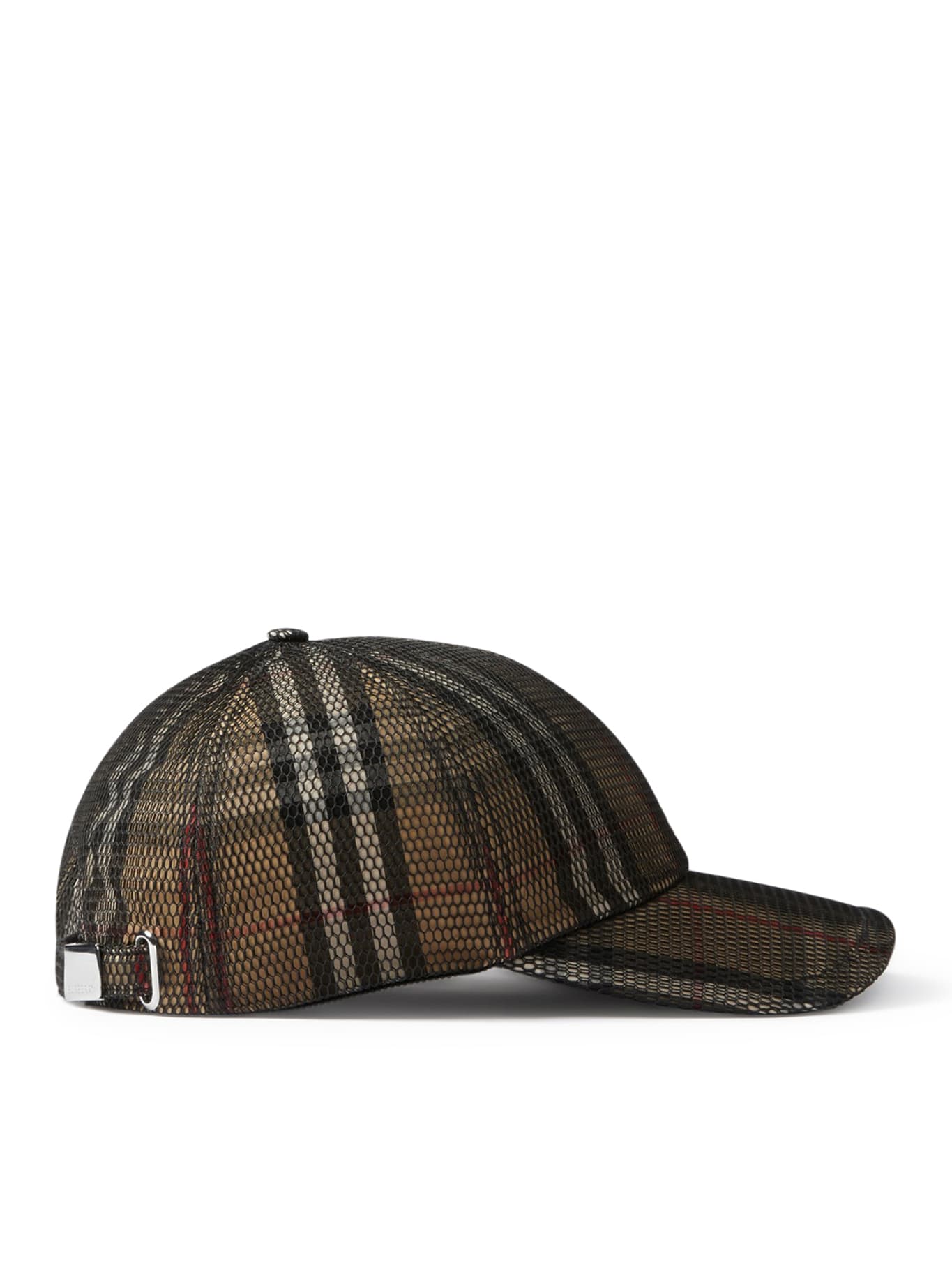 Burberry Baseball Cap With Check Pattern And Mesh Fabric In Beige