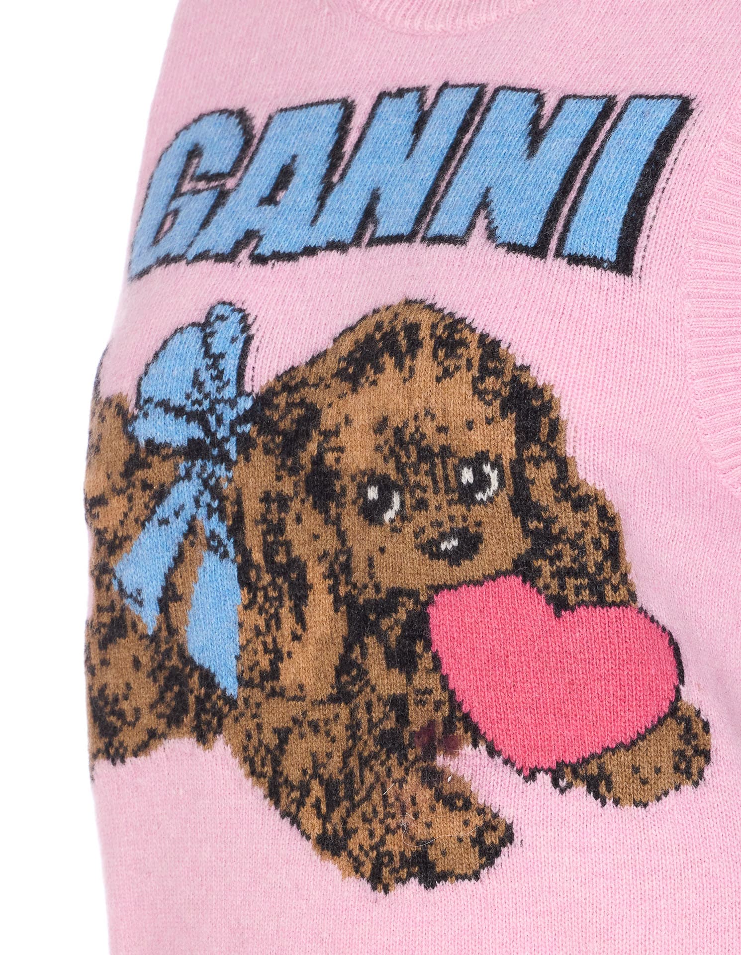 Ganni Puppy Love Graphic Wool Vest In Pink