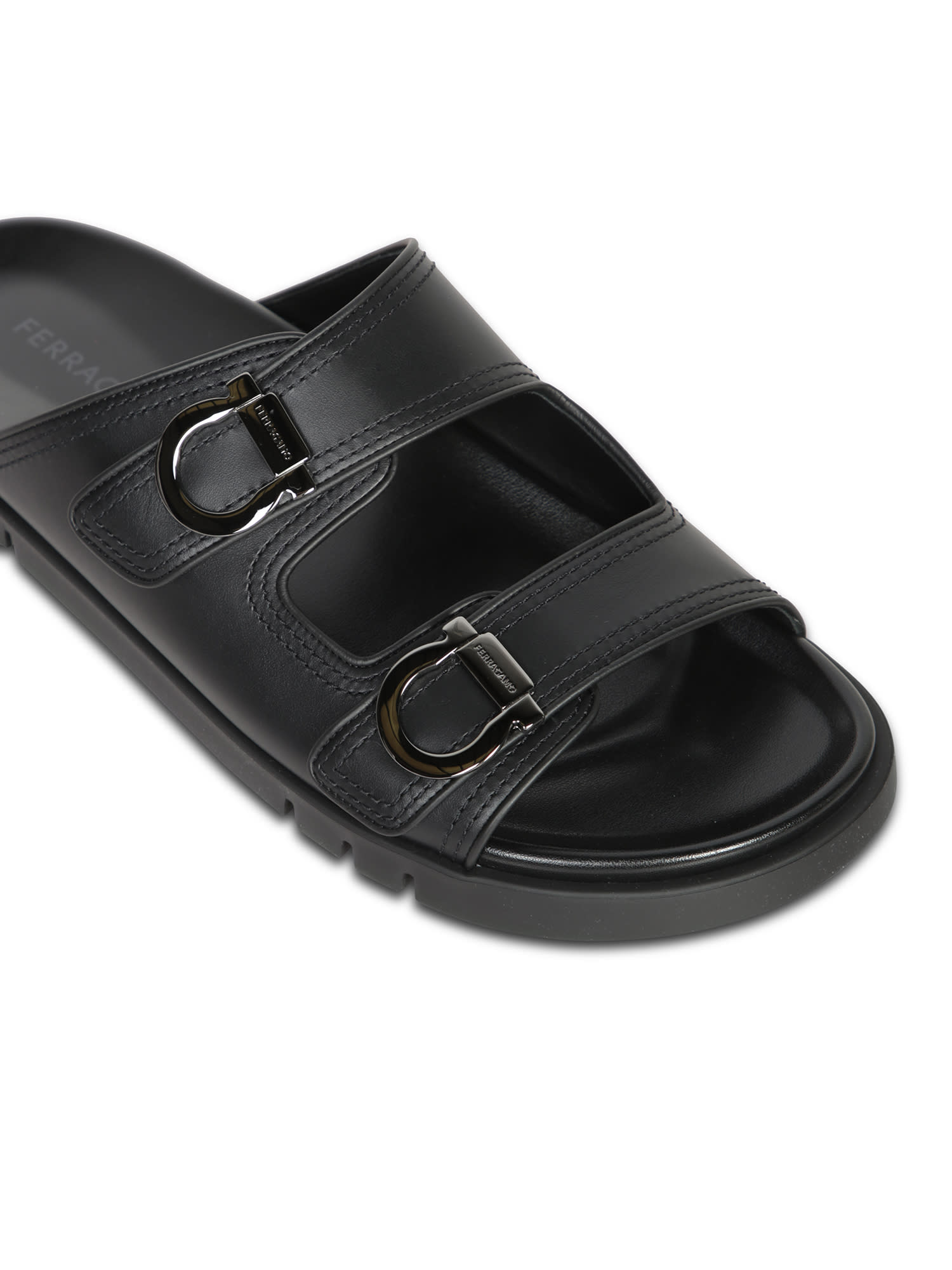 Shop Ferragamo Gancino Black Sandal