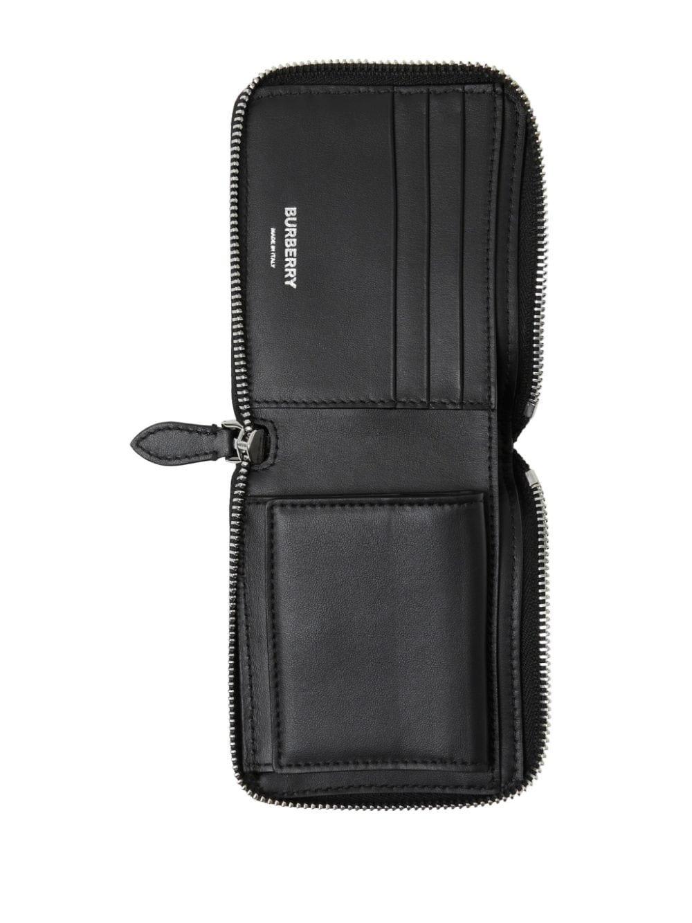 Burberry Checked Zip-around Wallet In Beige