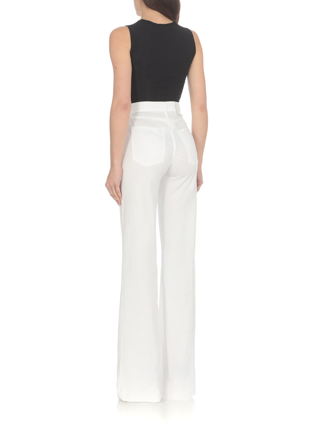 Shop Dondup Cotton Blend Trousers In White